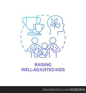 Raising well adjusted kids blue gradient concept icon. Raising child. Benefit of same-sex parenting abstract idea thin line illustration. Isolated outline drawing. Myriad Pro-Bold fonts used. Raising well adjusted kids blue gradient concept icon