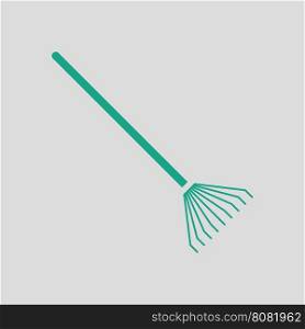 Rake icon. Gray background with green. Vector illustration.