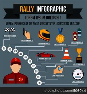 Rally infographic in flat style for any design. Rally infographic, flat style