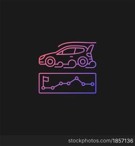 Rallying event gradient vector icon for dark theme. Motor sport competition. Challenge for performance. Control points. Thin line color symbol. Modern style pictogram. Vector isolated outline drawing. Rallying event gradient vector icon for dark theme