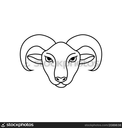 Ram head in line art style on white background.