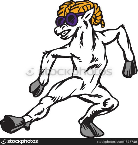 Ram Mascot Dancing Vector Illustration