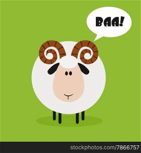 Ram Sheep.Modern Flat Design Ram Sheep.Modern Flat Design Vector Illustration With Speech Bubble And Text Illustration With Speech Bubble And Text