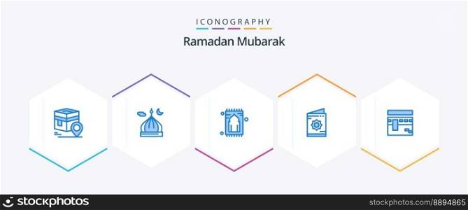 Ramadan 25 Blue icon pack including ramadan. card. moon. namaz. rug