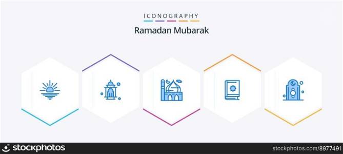 Ramadan 25 Blue icon pack including tower. eid. pray. decoration. ramadhan