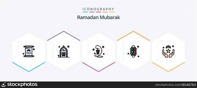 Ramadan 25 FilledLine icon pack including muslim. pray. prayer. festival. ramadan