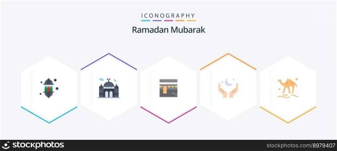 Ramadan 25 Flat icon pack including moon. pray. moon. religion. pray
