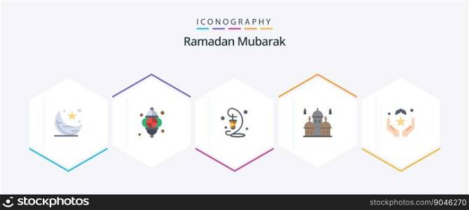 Ramadan 25 Flat icon pack including muslim. pray. l&. pray. islam