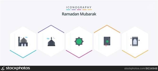 Ramadan 25 Flat icon pack including rug. carpet. star. bookmark. islam