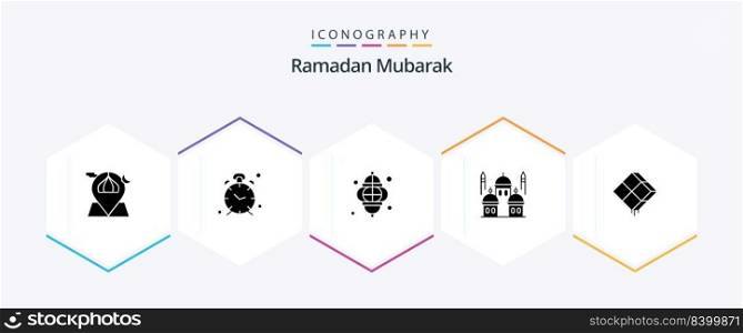 Ramadan 25 Glyph icon pack including islam. mosque. reminder. festival. ramadan