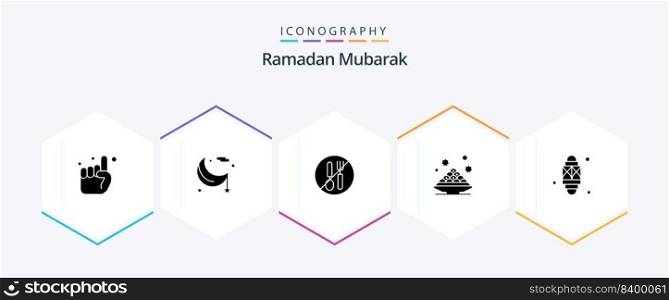 Ramadan 25 Glyph icon pack including ramadan. sweet. ramadan. dessert. spoon