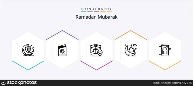 Ramadan 25 Line icon pack including mosque. moon. muslim. muslim. pin