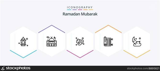 Ramadan 25 Line icon pack including ramadan. moon. ramadan. namaz. rug