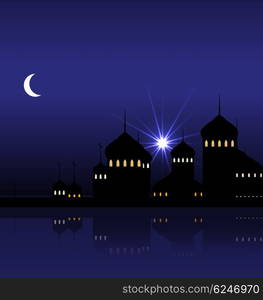 Ramadan Background with Silhouette Mosque. Illustration Ramadan Background with Silhouette Mosque - Vector