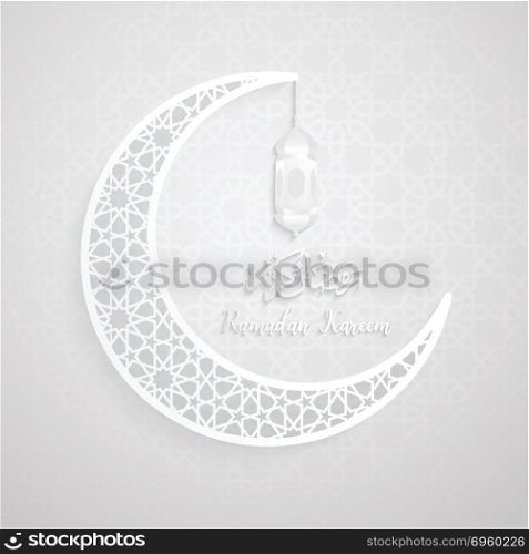 ramadan backgrounds crescent moon vector with Arabic pattern white background
