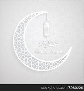 ramadan backgrounds crescent moon vector with Arabic pattern white background
