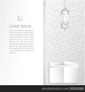 ramadan backgrounds vector with Kaaba on Arabic pattern white background