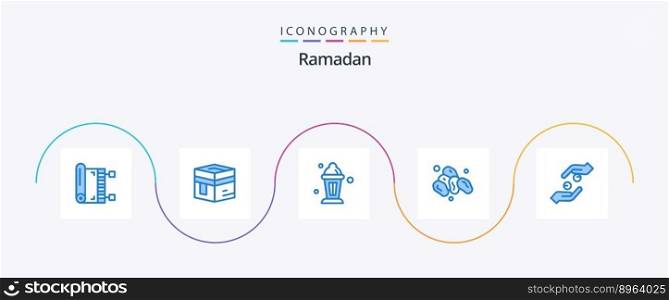 Ramadan Blue 5 Icon Pack Including care. fruit. mecca. ramadan. lamp