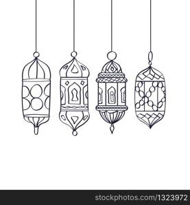 Ramadan celebration vintage engraved illustration, hand drawn