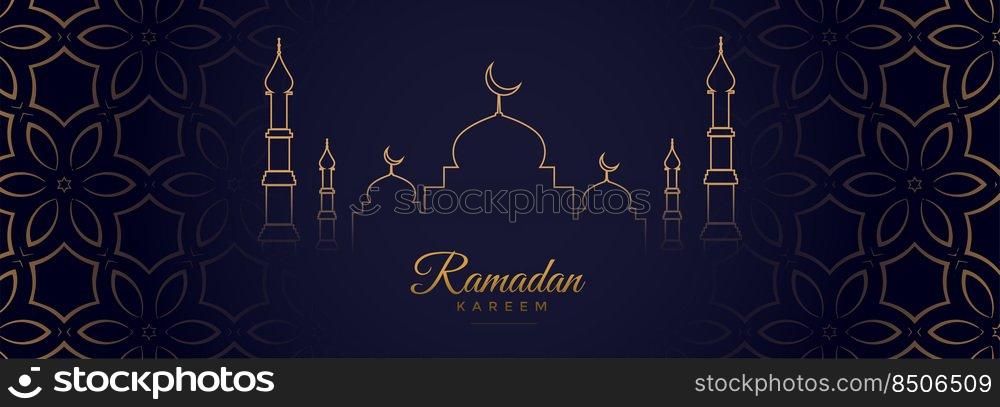 ramadan kareem arabic festival banner in line style