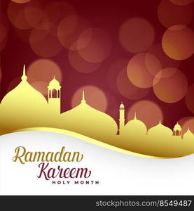 ramadan kareem background with golden mosque