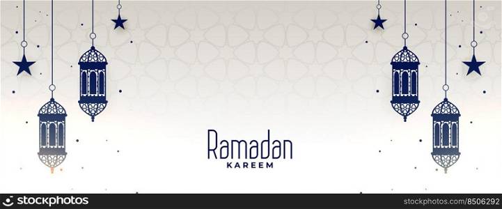 ramadan kareem banner with hanging l&and stars