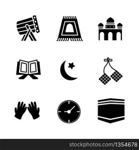 ramadan kareem black icon set