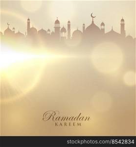 ramadan kareem card with mosque silhouette