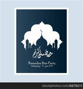 Ramadan Kareem celebrate greeting card  with arabic design patterns and lanterns, arabic l&. Ramadan Card.
