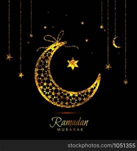 Ramadan Kareem celebration greeting card decorated with moons. Ramadan Kareem celebration greeting card decorated with moons and stars