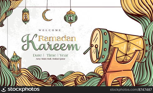 ramadan kareem celebration hand drawn illustration