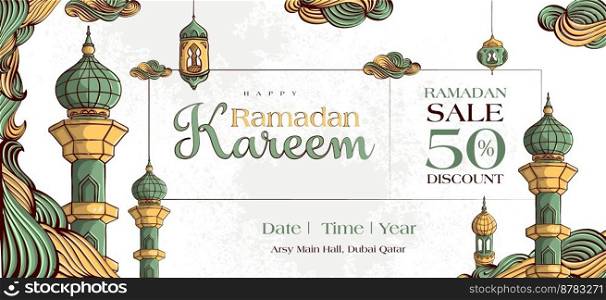ramadan kareem celebration hand drawn illustration