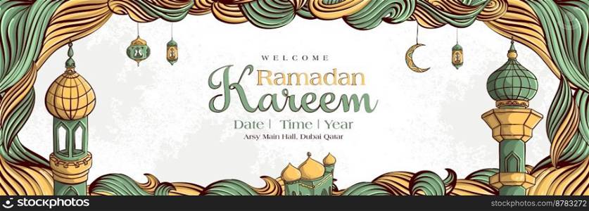 ramadan kareem celebration hand drawn illustration