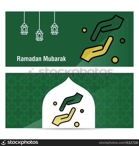 Ramadan Kareem concept banner with islamic patterns .