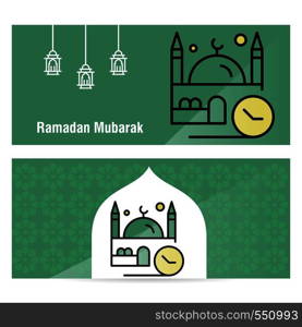 Ramadan Kareem concept banner with islamic patterns .