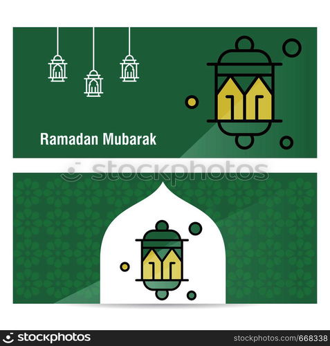 Ramadan Kareem concept banner with islamic patterns .