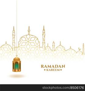 ramadan kareem festival background with lantern and mosque