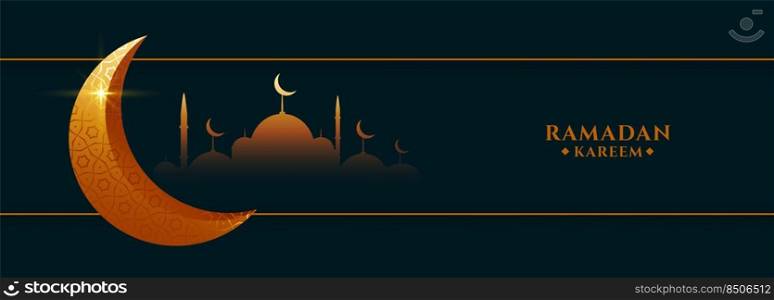 ramadan kareem festival banner with mosque and moon