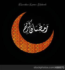 Ramadan Kareem Gold Pattern Moon with creative Arabic Typography