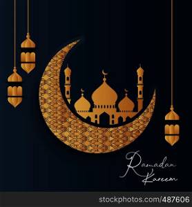 Ramadan Kareem Golden Moon Invitation Card Background