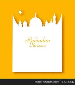 Ramadan Kareem Greeting Card in Form Mosque. Illustration Ramadan Kareem Greeting Card in Form Mosque - Vector