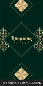 Ramadan Kareem greeting cards set. Ramadan holiday invitations templates collection with gold lettering and arabic pattern. Vector illustration