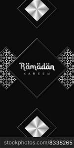 Ramadan Kareem greeting cards set. Ramadan holiday invitations templates collection with gold lettering and arabic pattern. Vector illustration
