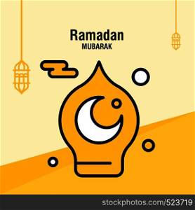Ramadan kareem greeting template islamic crescent and arabic lantern vector illustration