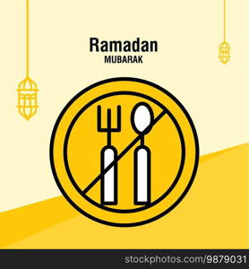 Ramadan kareem greeting template islamic crescent and arabic lantern vector illustration 