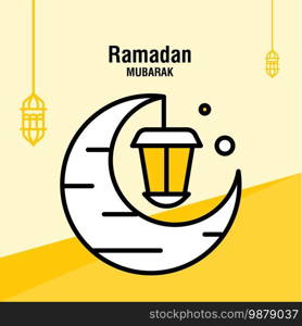 Ramadan kareem greeting template islamic crescent and arabic lantern vector illustration 