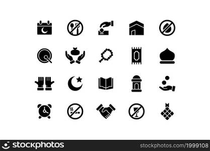 ramadan kareem icons set in solid style