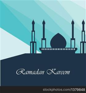 Ramadan Kareem Illustration with Mosque on backkground gradient Islamic Design Vector
