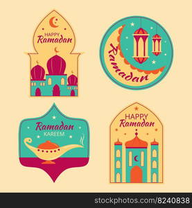 ramadan kareem islamic celebration label set