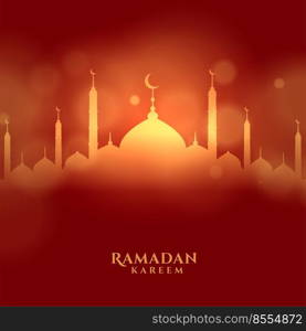 ramadan kareem islamic festival card with glowing mosque